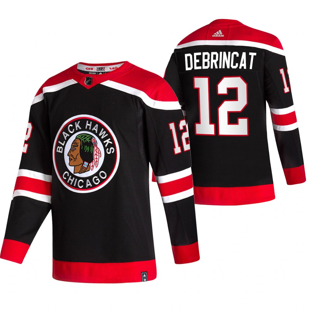 2021 Adidias Chicago Blackhawks #12 Alex DeBrincat Black Men Reverse Retro Alternate NHL Jersey